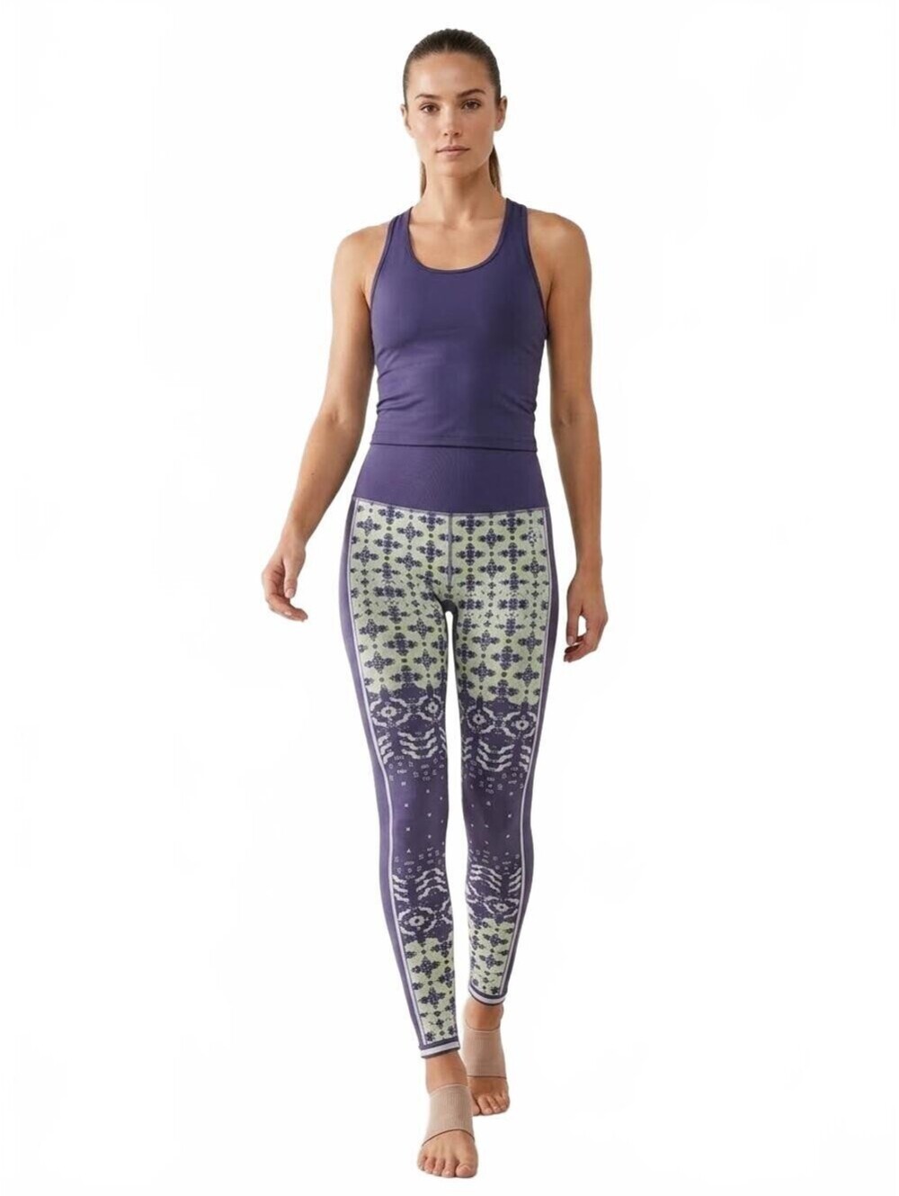 FREE PEOPLE Myoko Jacquard Base Layer Legging Oxford blue Combo $128 SzM/L #1376
